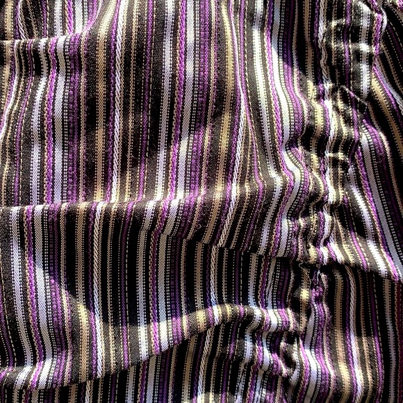 Purple striped long sleeve button top with ruching New! - Picture 8 of 16